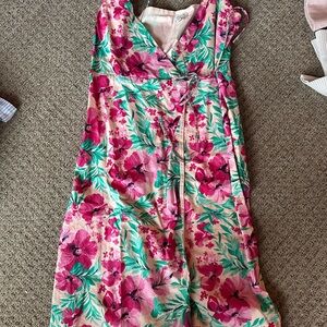 J. Crew Pink and Green Floral Dress